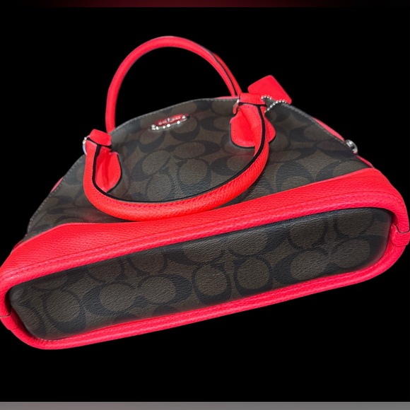 Coach Red and Brown Crossbody Bag with Structured Design - Picture 2 of 7